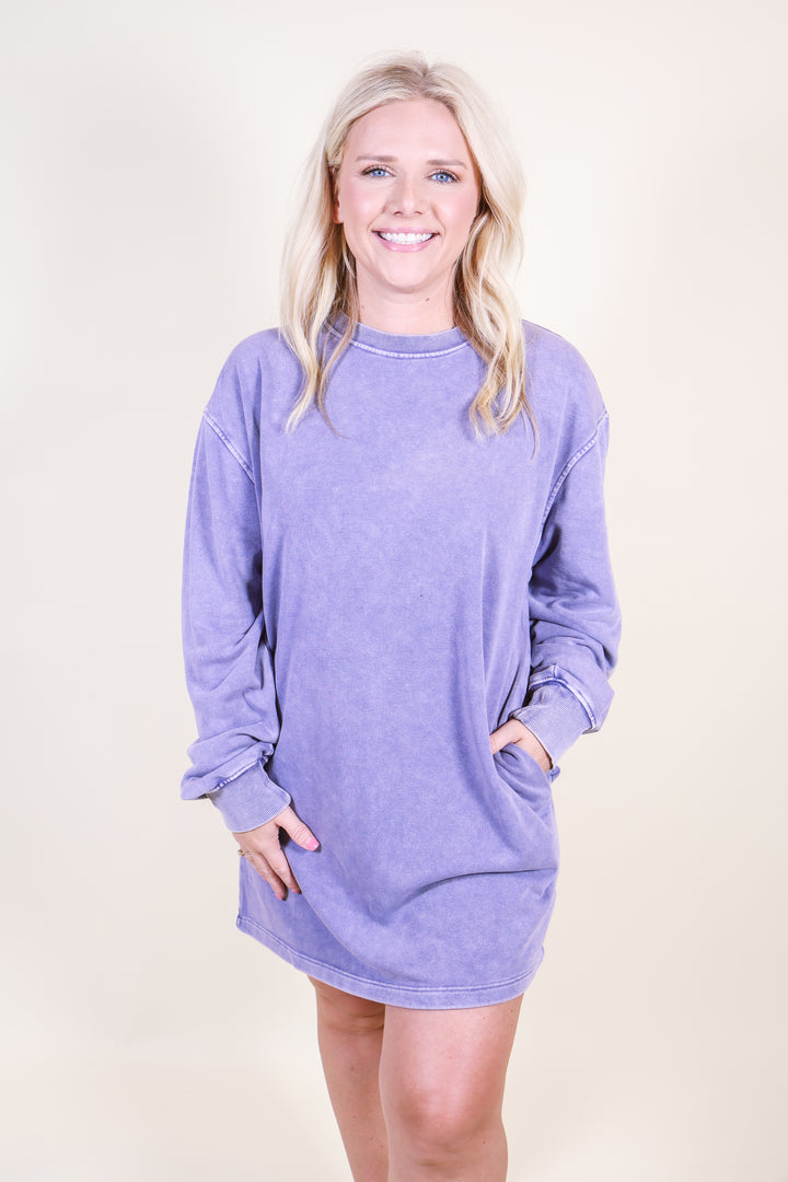Lille Long Sleeve Oversized Mini Dress - Indigo
