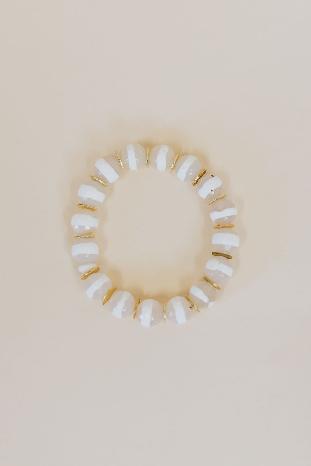 White Agate Ball Bead Bracelet