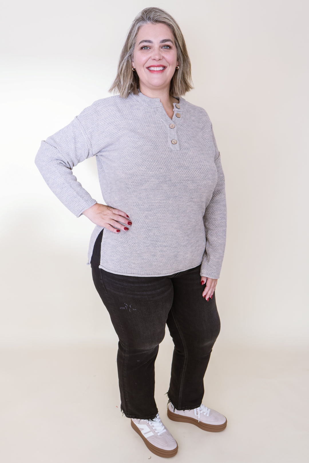 Harper Henley Sweater - H Beige
