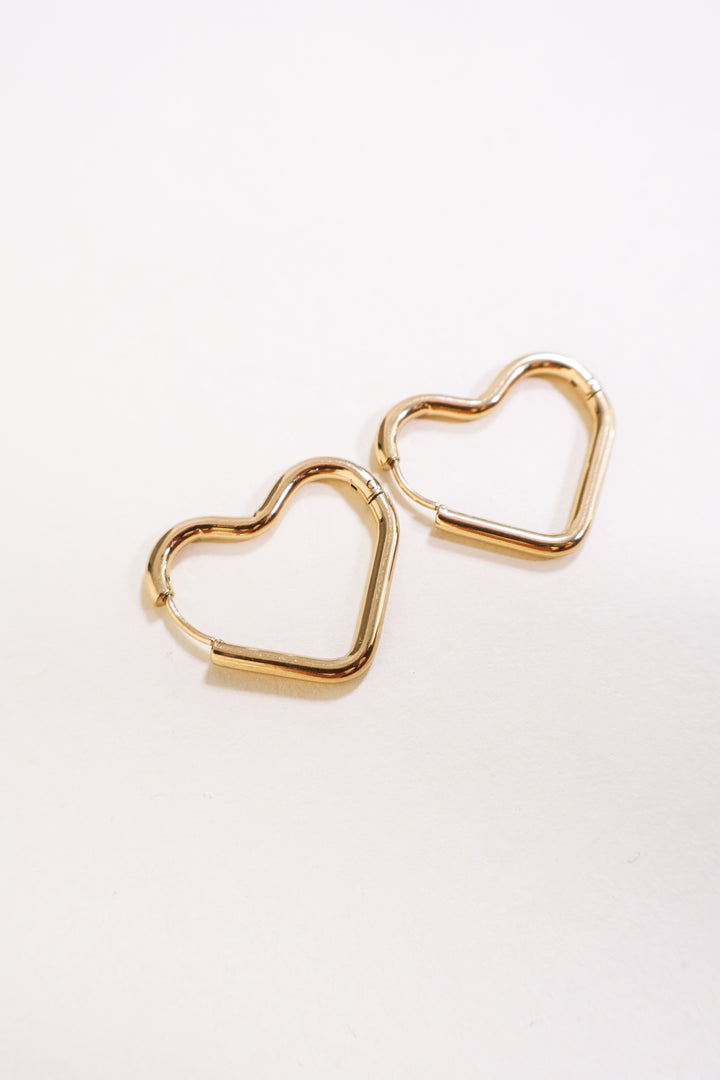 Love On My Mind Heart Earrings - Gold