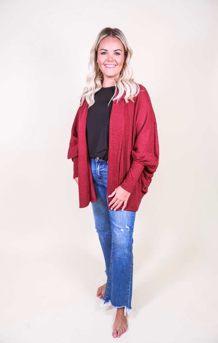 Sunset Stroll Knit Cardigan - Wine