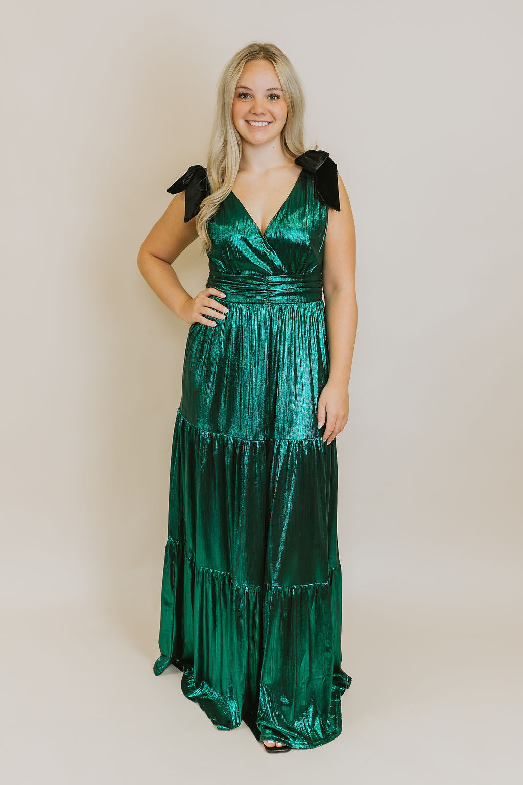 Cannes Liquid Satin Maxi Dress - Emerald