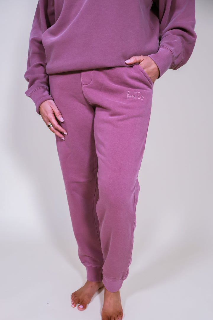 Made-to-Order Bates Embroidered Joggers - Maroon