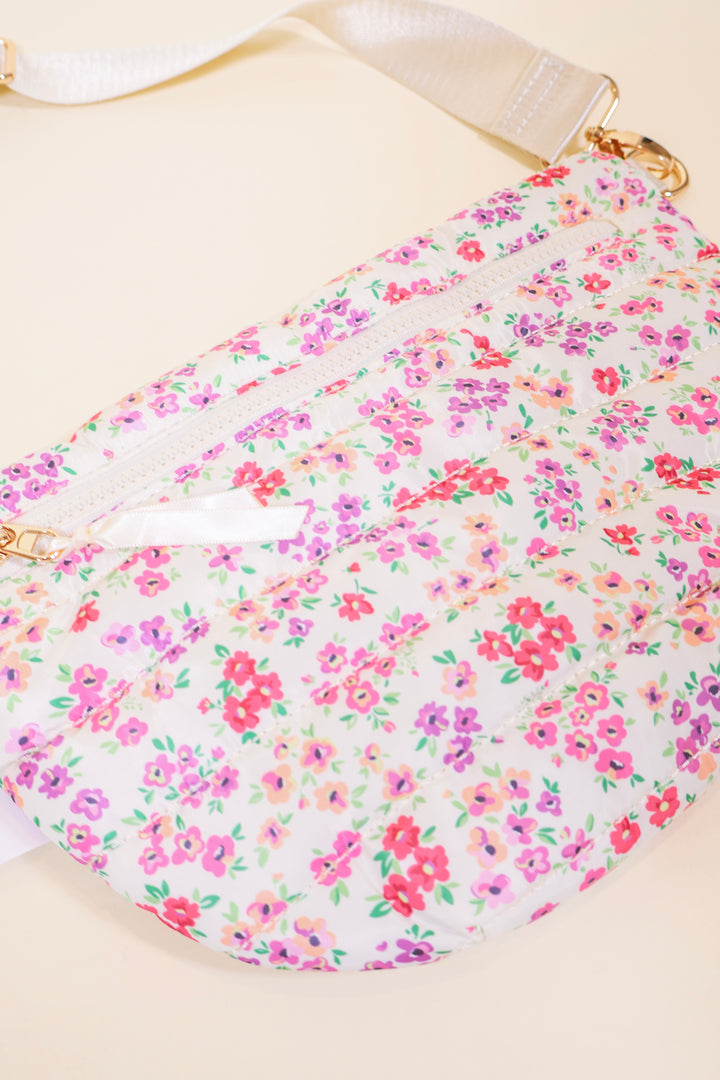 Jolie Puffer Belt Bag - Pink Floral