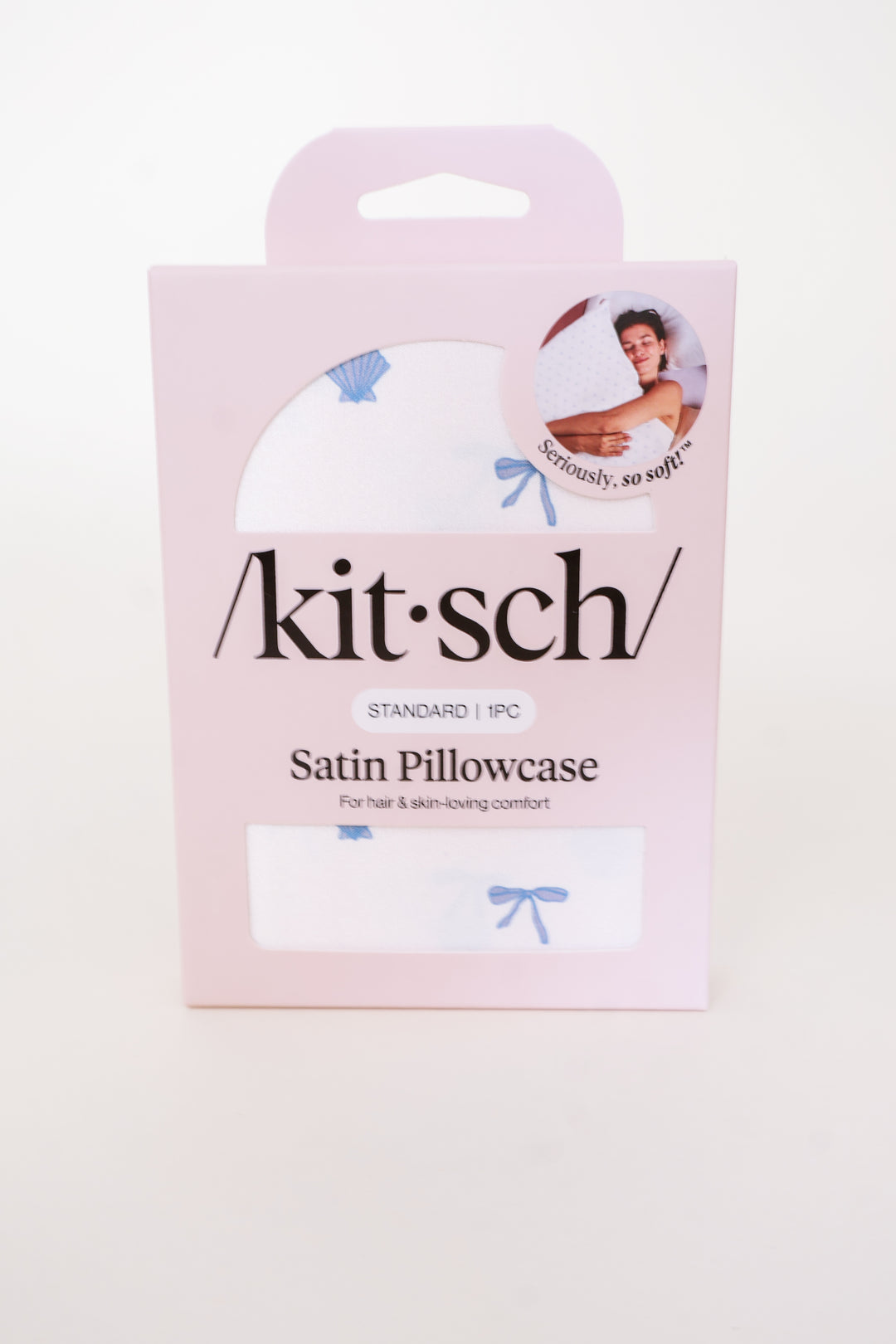 Standard Satin Pillowcase - Pearlized Cream & Coastal Blue Print