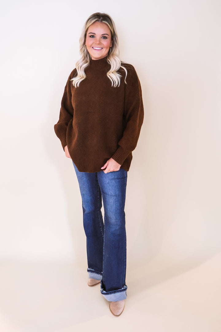 Timeless Mock Neck Sweater - Brown