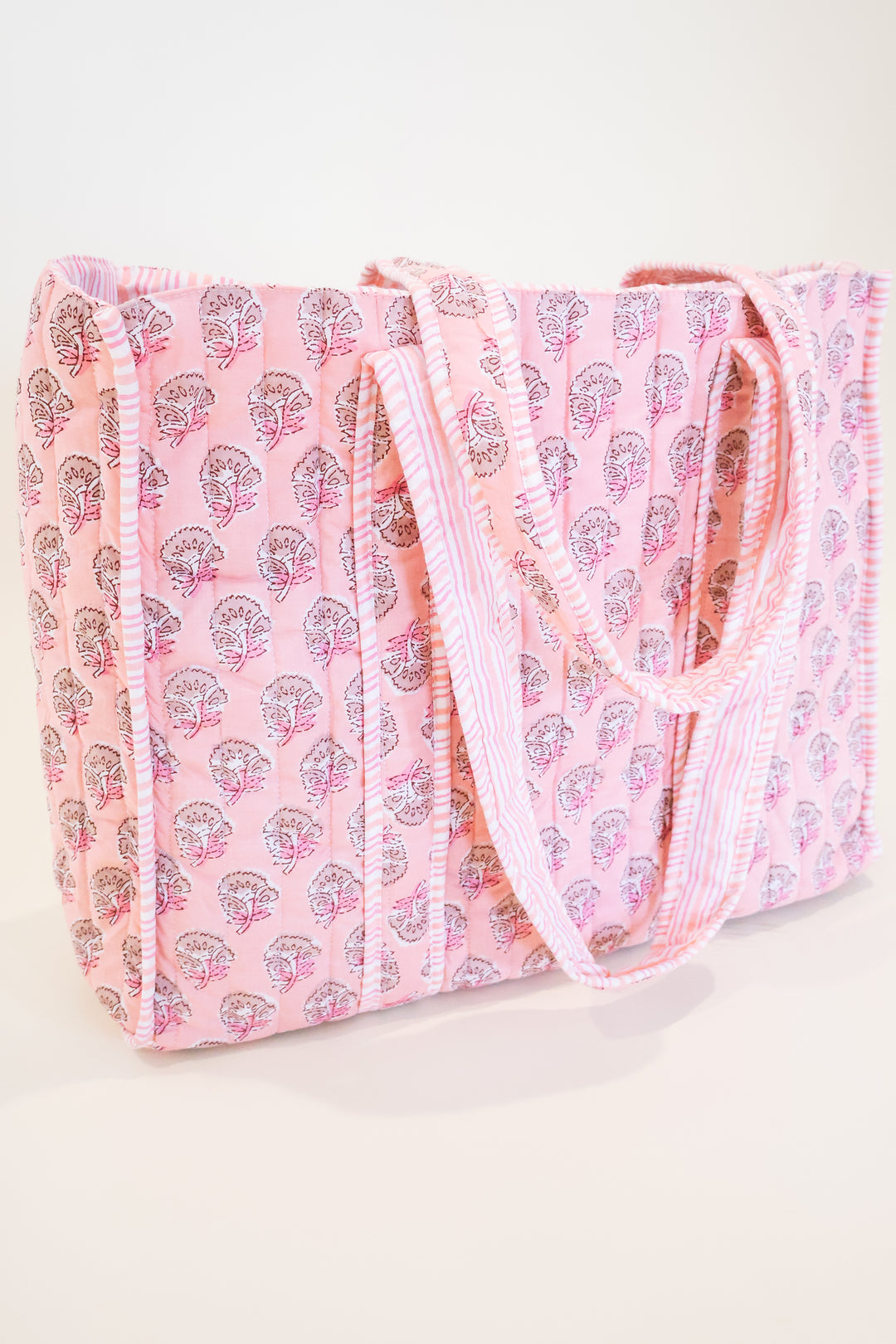 Layla Quilted Tote Pink 18x16x7