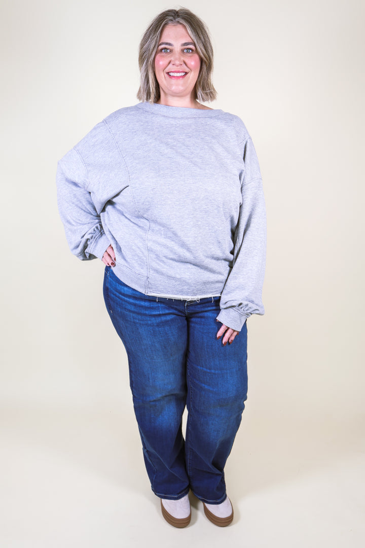 Twist & Turn Terry Sweatshirt - Heather Grey