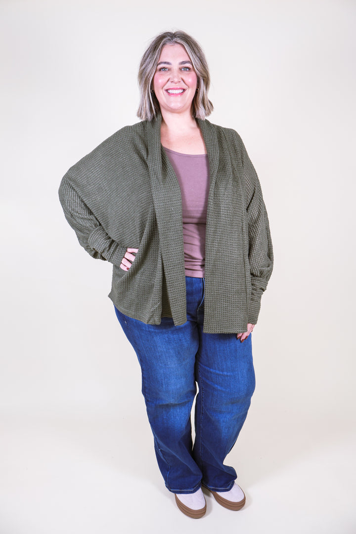 Sunset Stroll Knit Cardigan - Dk Olive