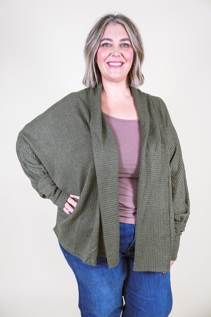 Sunset Stroll Knit Cardigan - Dk Olive