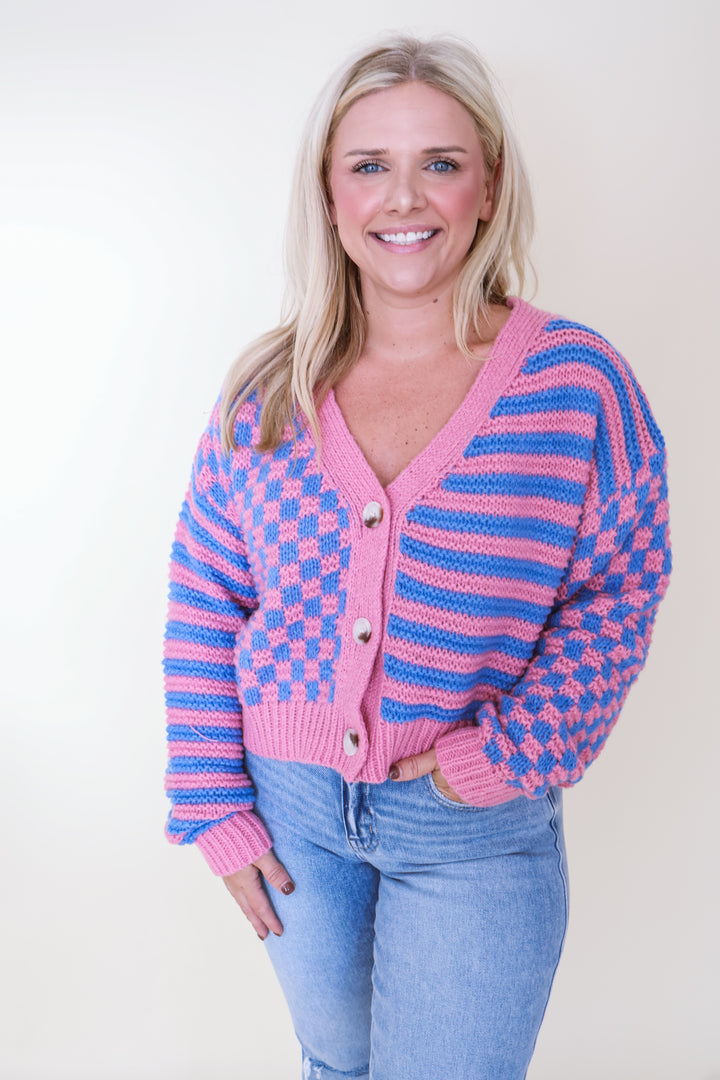 Checkmate Cozy Cardigan - Mauve