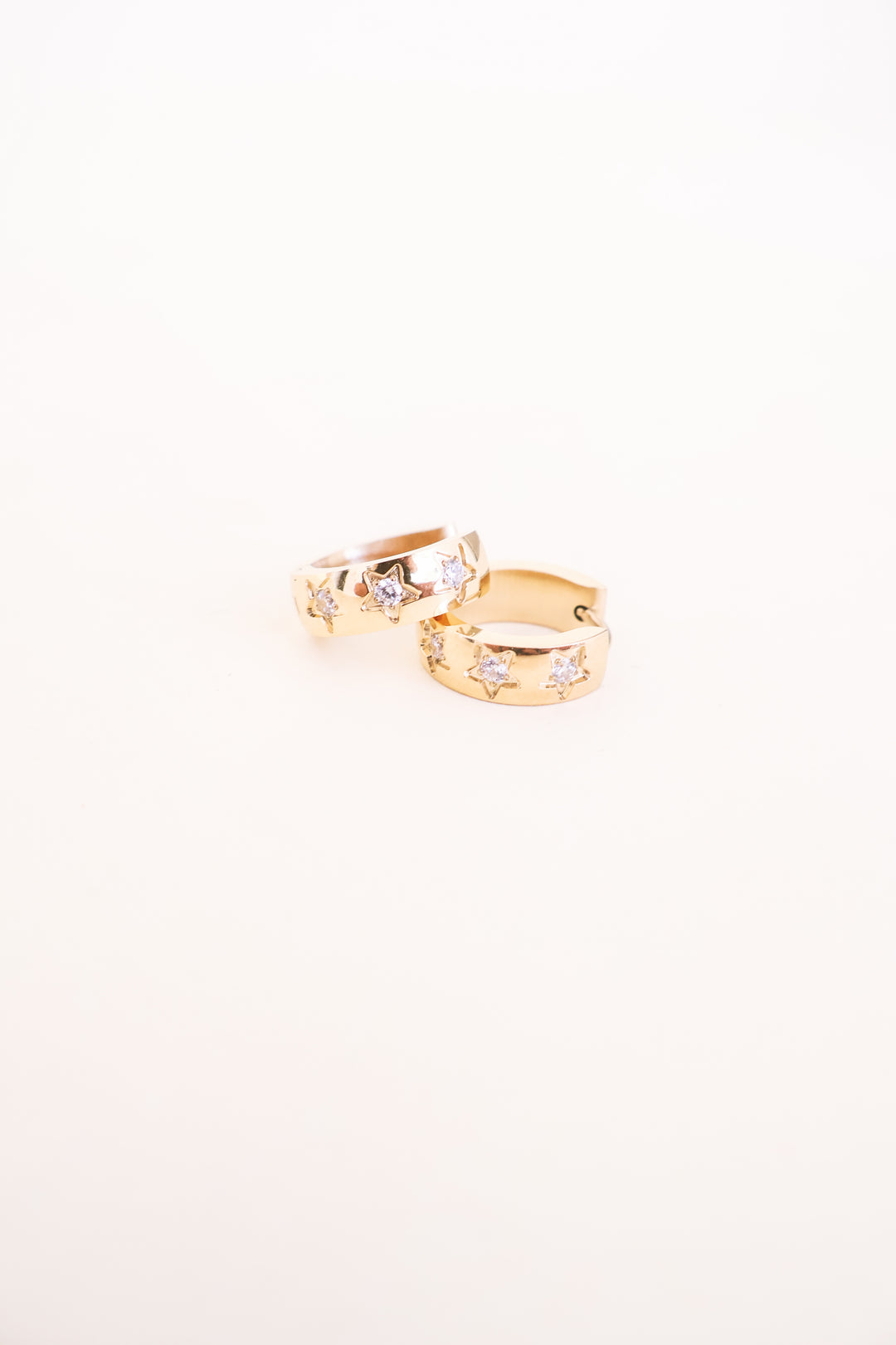 18K Gold Plated Star Huggie Earrings