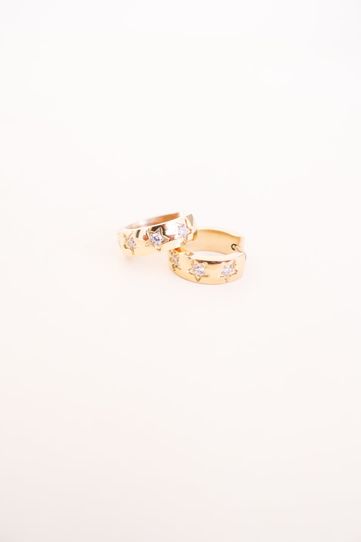 18K Gold Plated Star Huggie Earrings