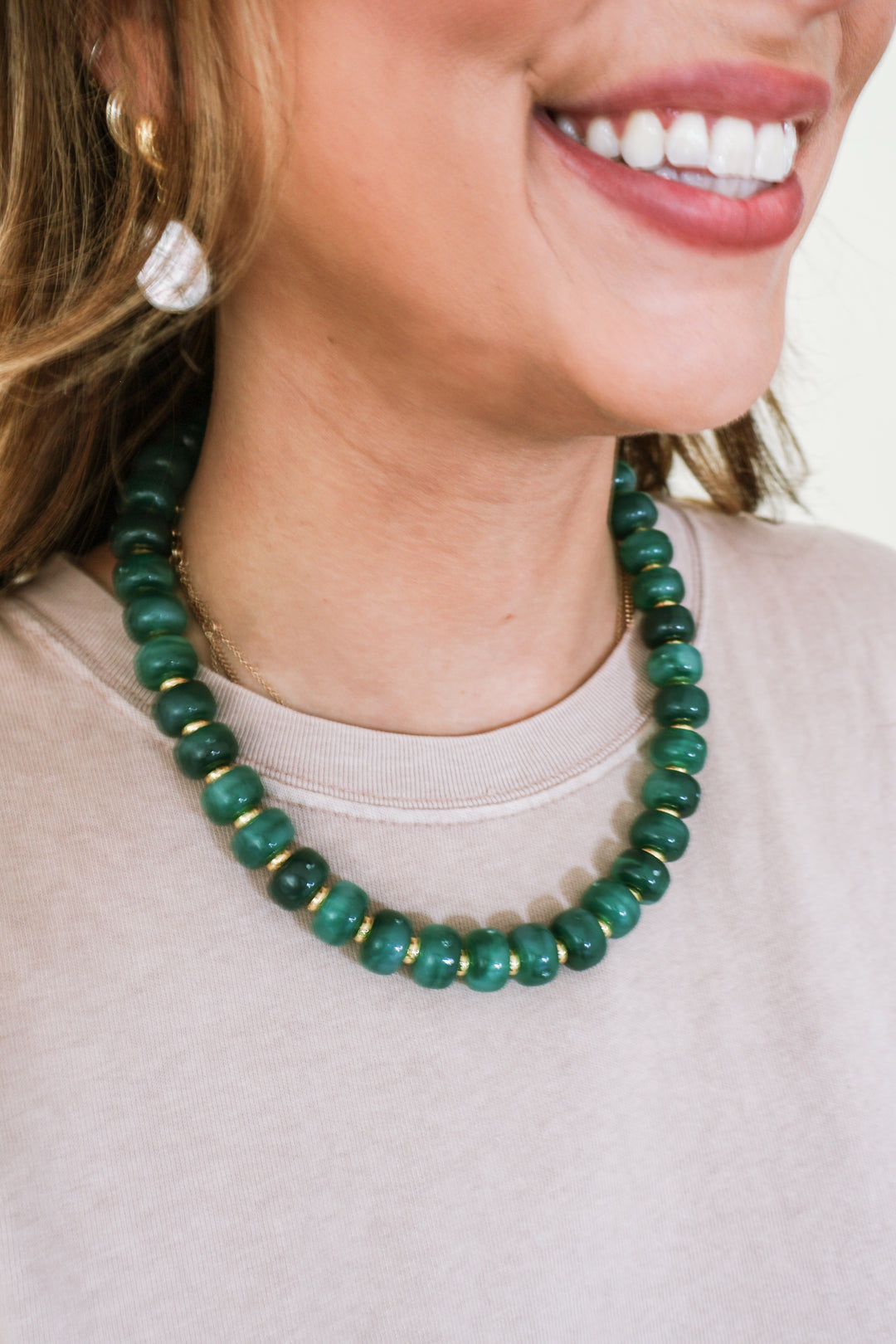 Color Pop Boho Beaded Necklace - Emerald