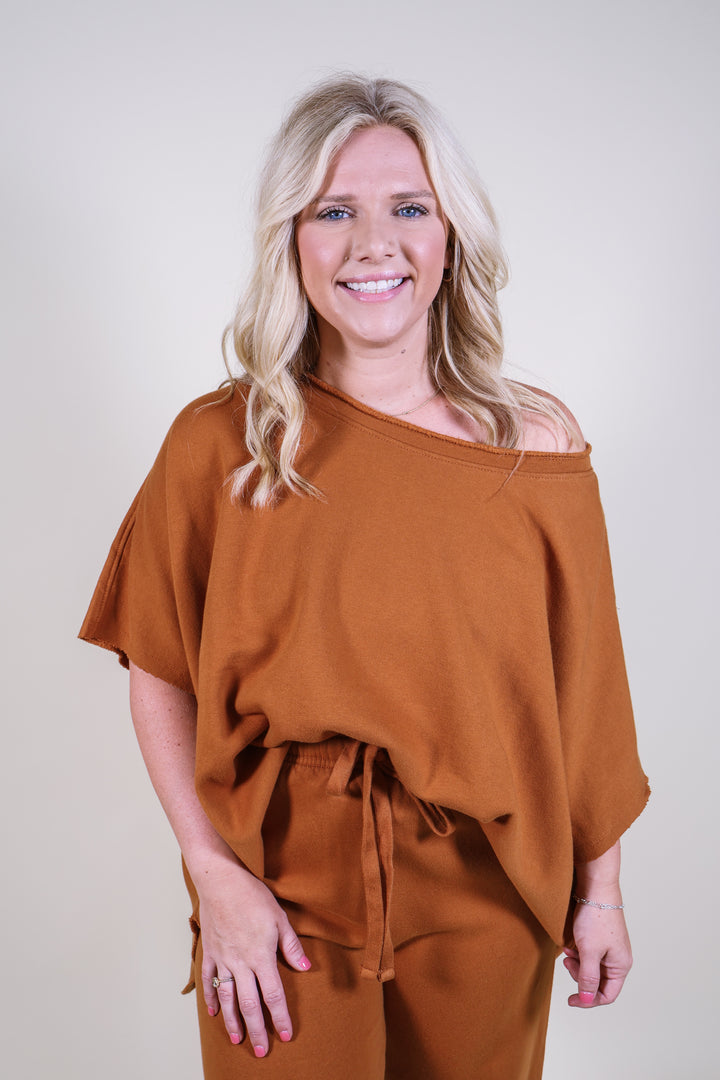 Malibu Vintage Dolman Top - Burnt Amber