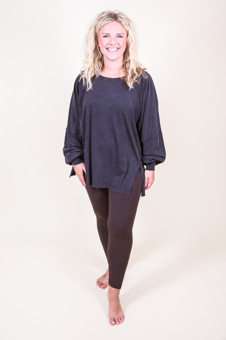 Easy Street Oversized Top - Black
