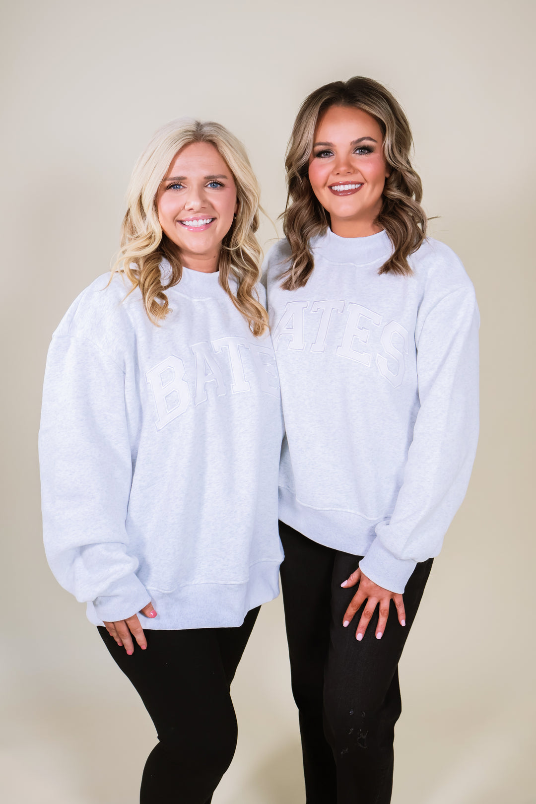 Appliqué BATES Mock Neck Sweatshirt - Heather Grey