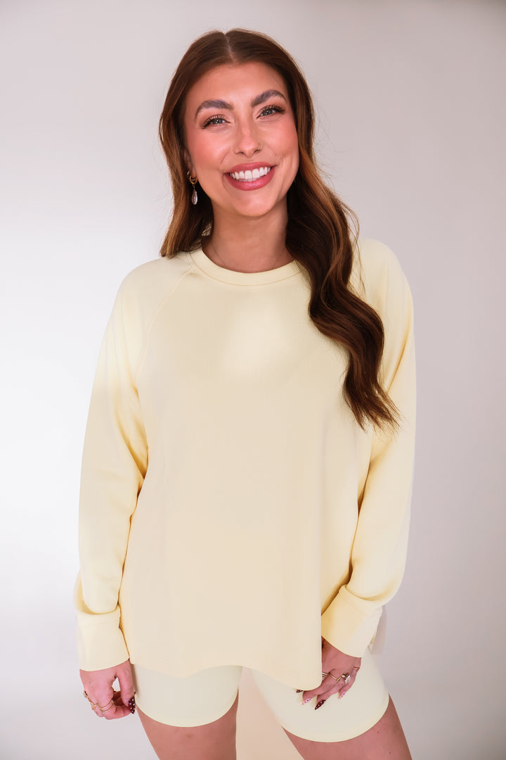 Luxe Sand Wash Rib Raglan Tee - Butter