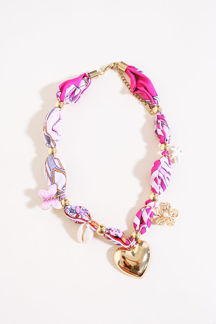 Tropical Bandana Necklace - Pink