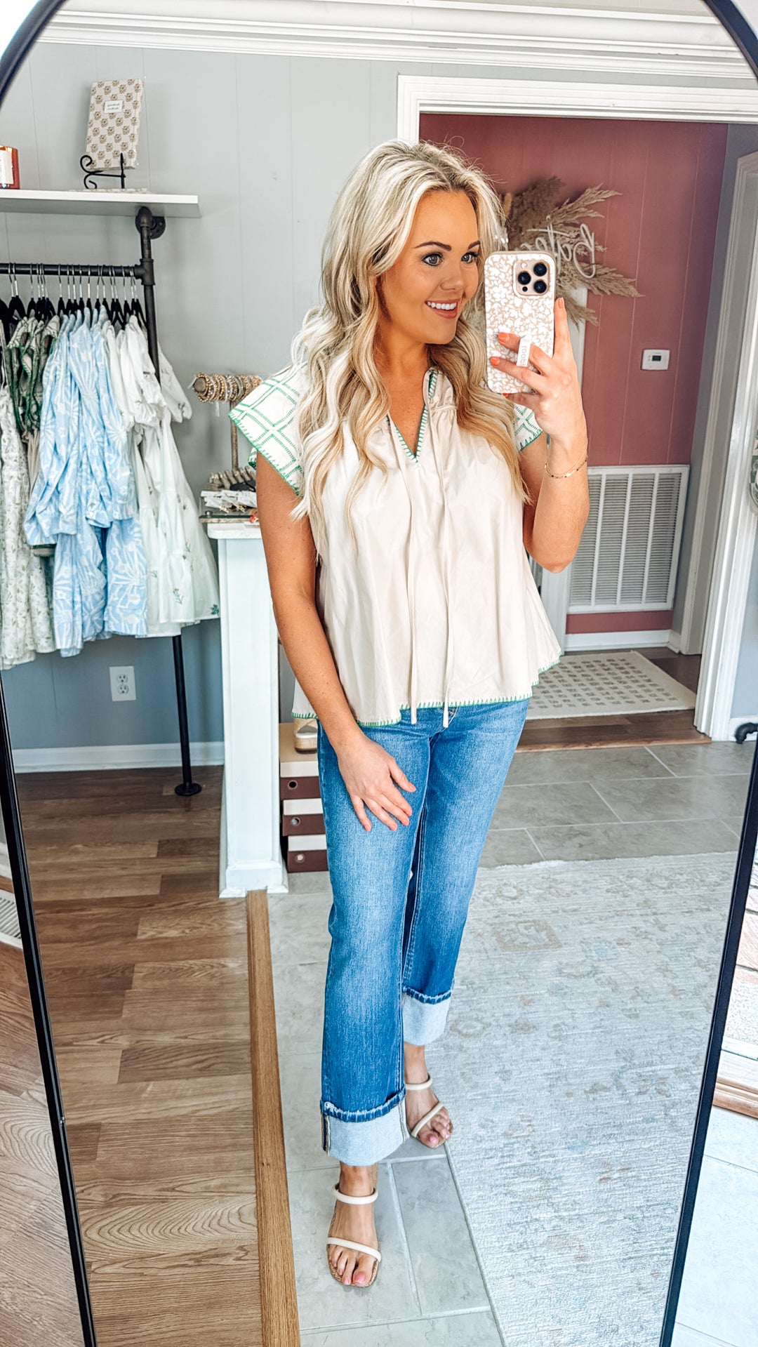 Violette Poplin Top - Cream