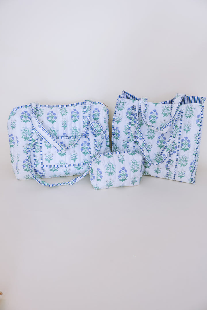 Floral Cotton Quilted Cosmetic Bag