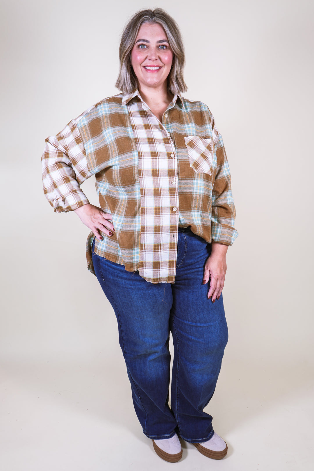 Noelle Patchwork Flannel - Brown