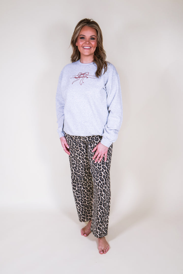 High Rise Leopard Print Barrel Jeans