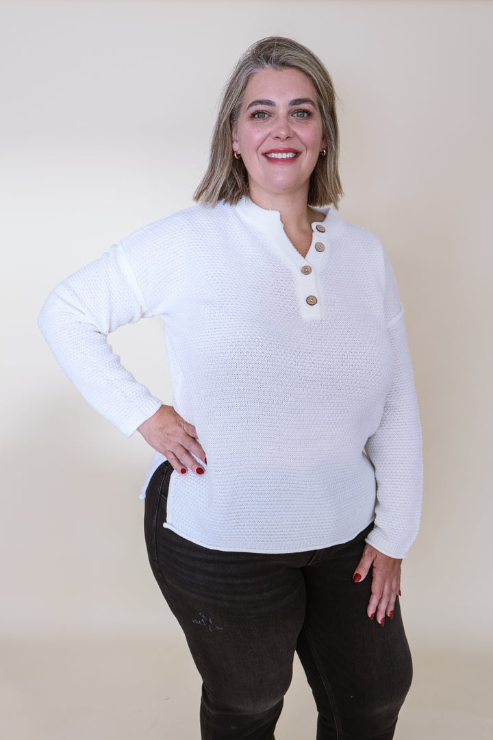 Harper Henley Sweater - Ivory