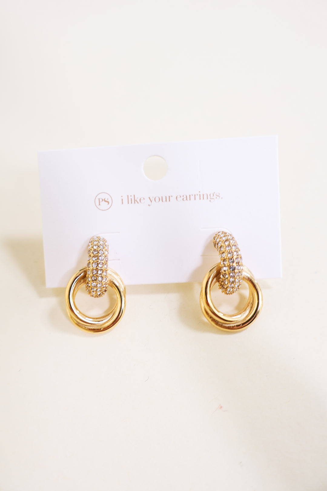 Double Hoop Diamond Earrings - Gold