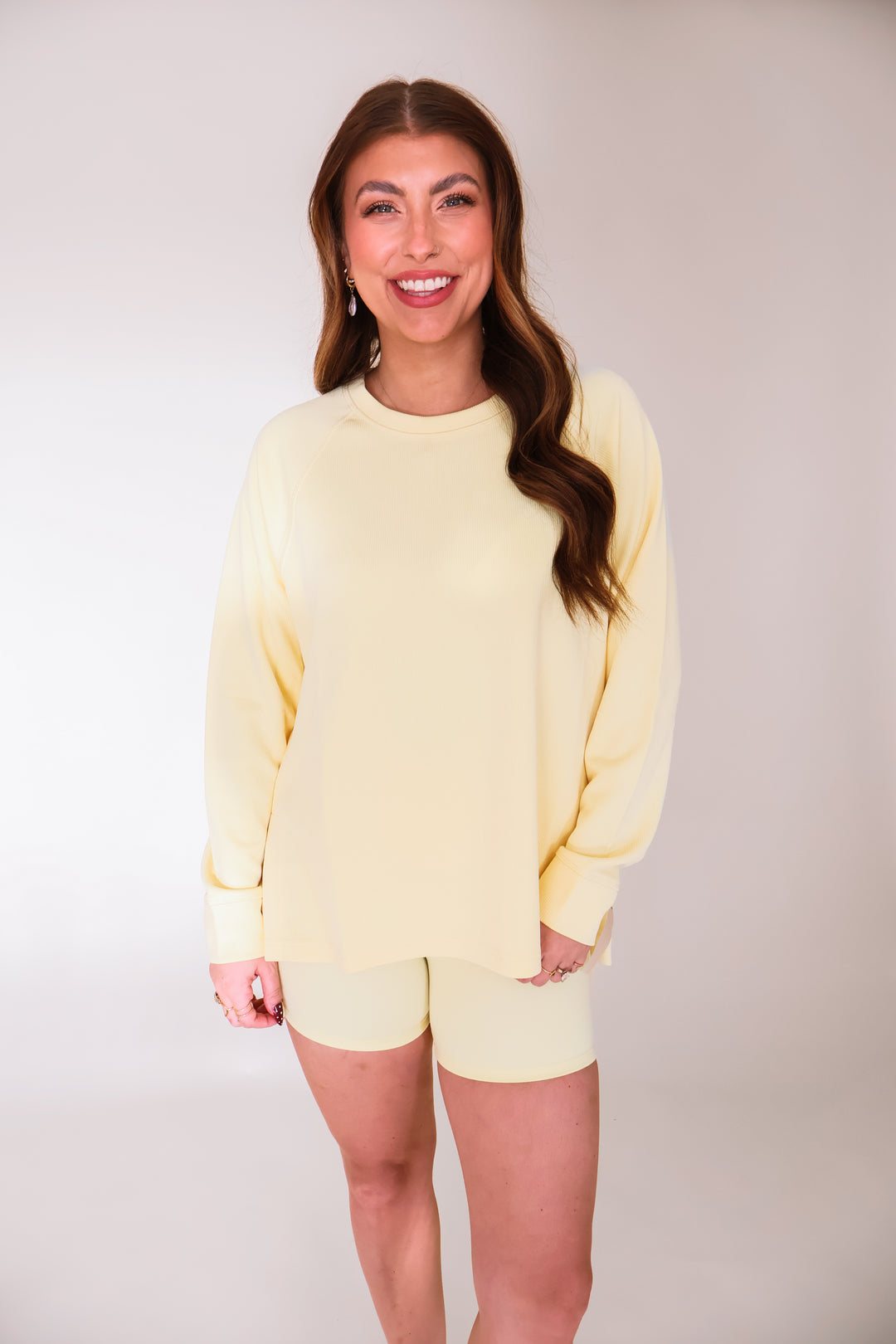 Luxe Sand Wash Rib Raglan Tee - Butter