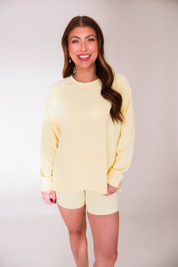 Luxe Sand Wash Rib Raglan Tee - Butter