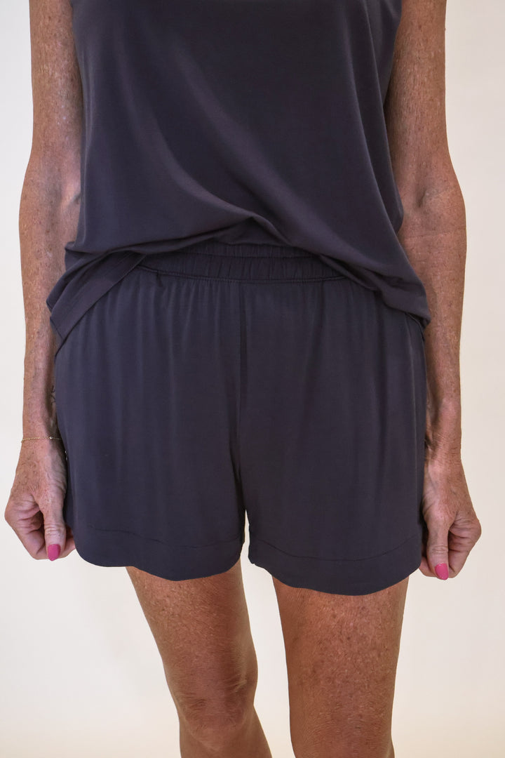 Tulip Hem Lounge Shorts - Coal Black