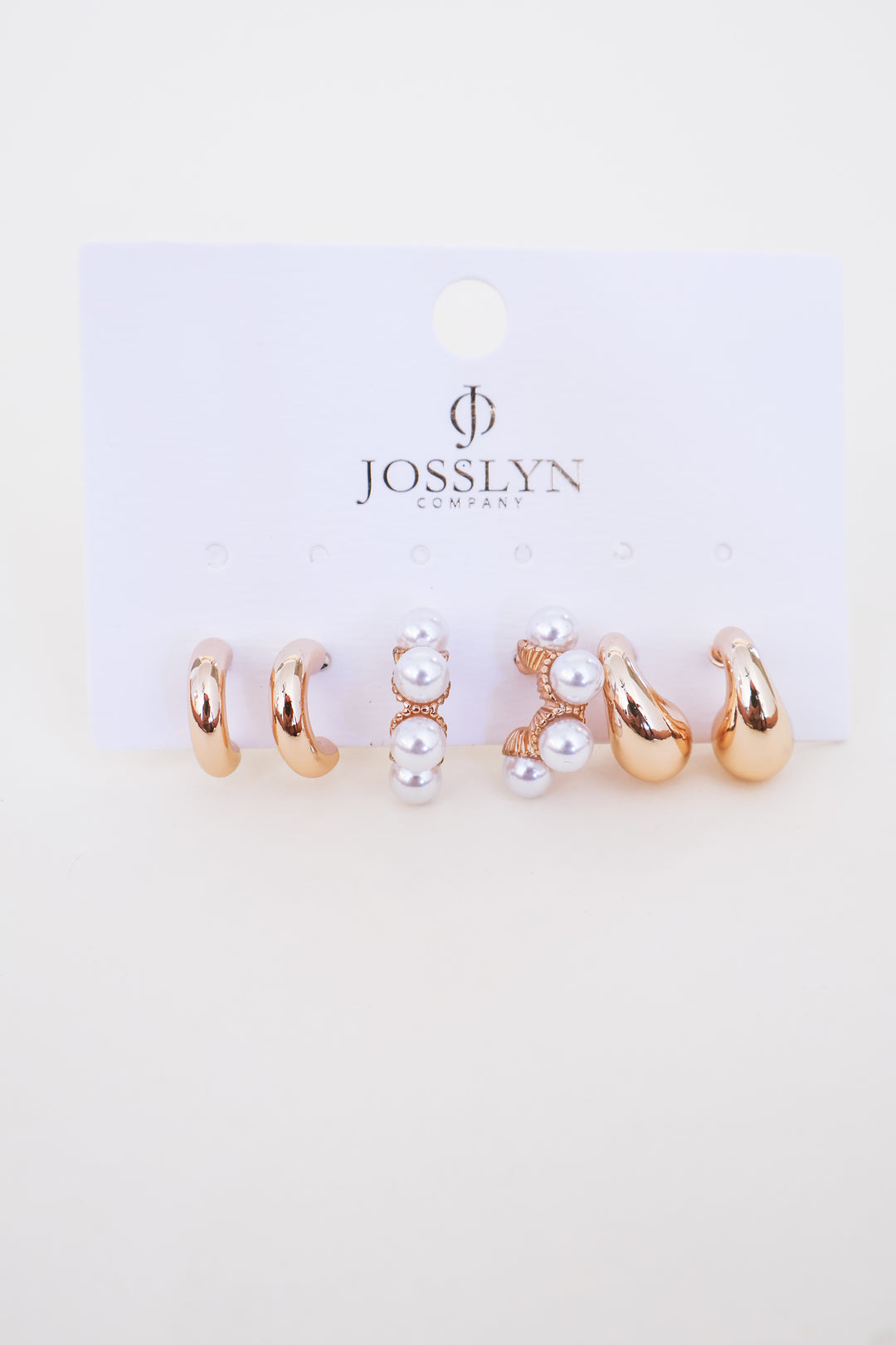 Trio Huggie Pearl Gold Hoop Earrings