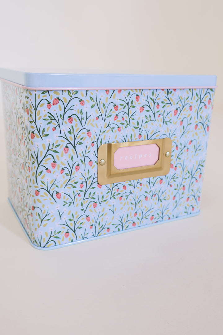 Strawberry Meadow Tin Recipe Box