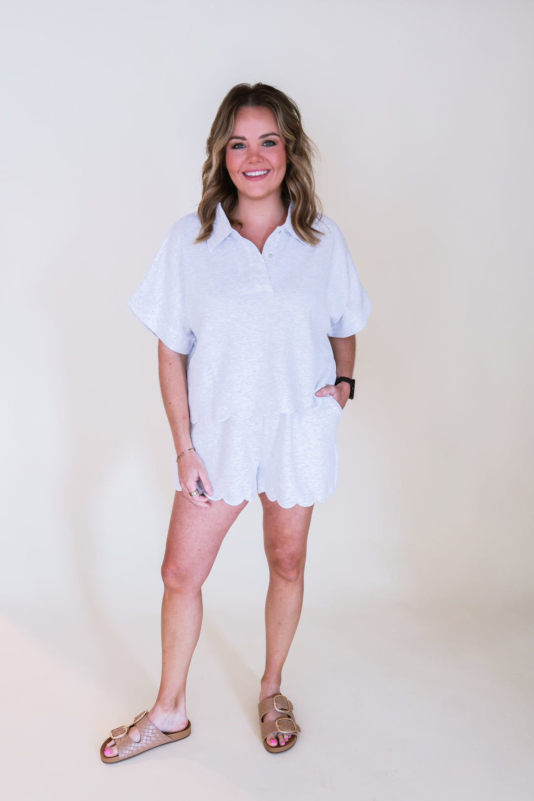 Sweet Moments Scalloped Set - Heather Grey