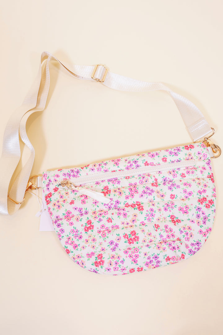 Jolie Puffer Belt Bag - Pink Floral