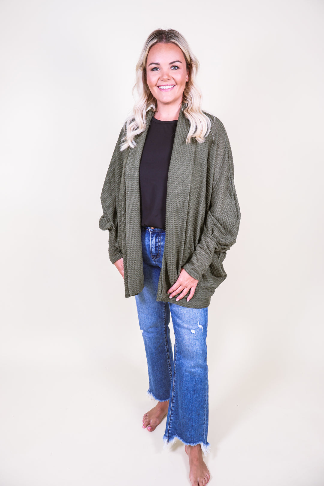Sunset Stroll Knit Cardigan - Dk Olive