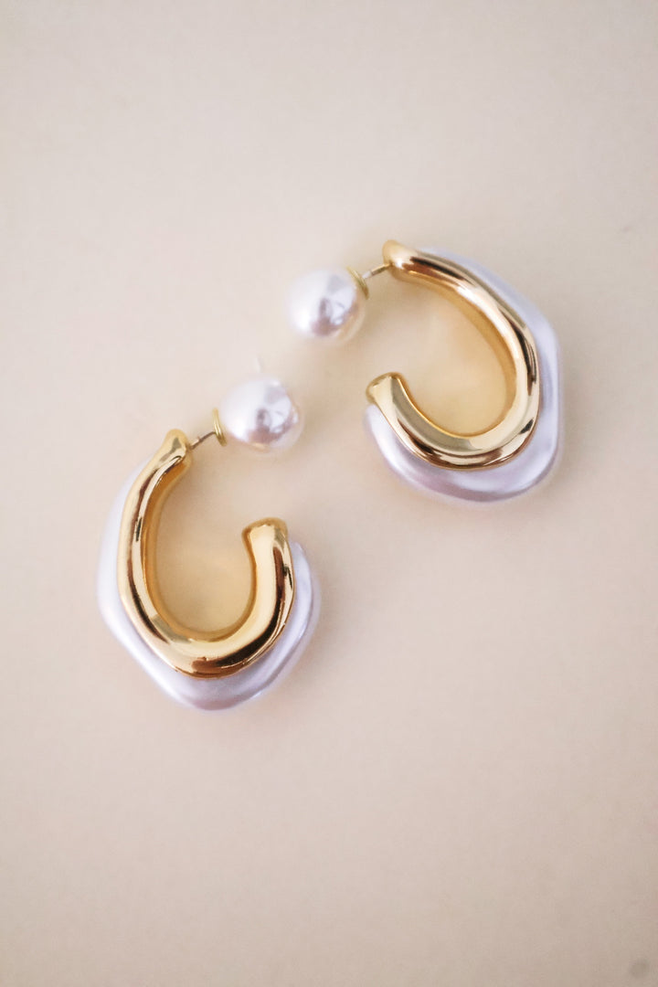 Kinsley 18K Gold Classic Pearl C Hoop Earring
