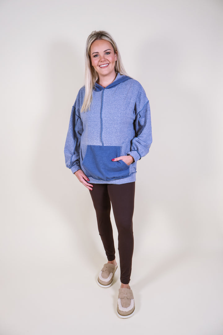 Triblend Fleece Hoodie Top - Slate Blue