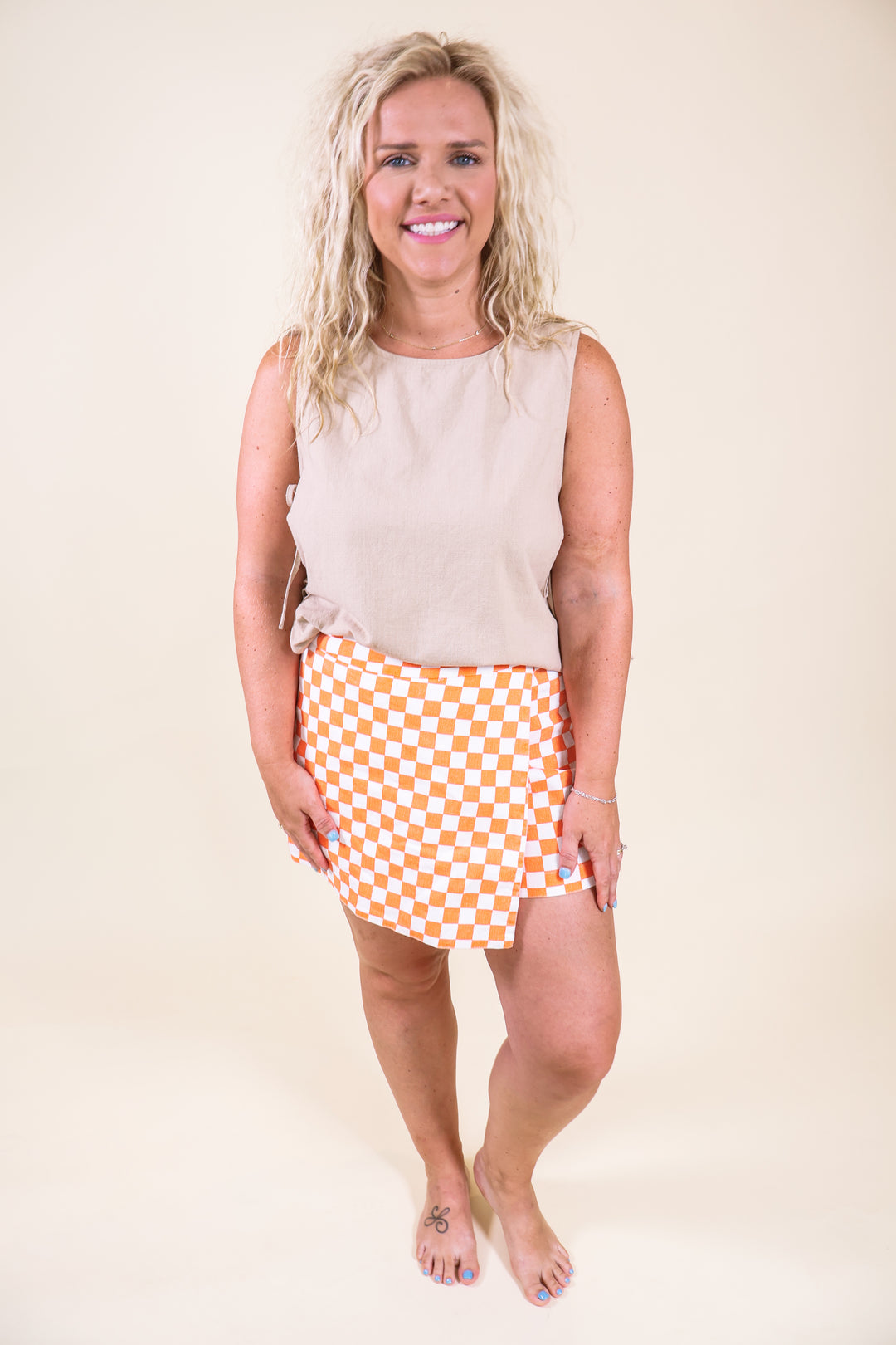 Side Tie Tank Top - Taupe