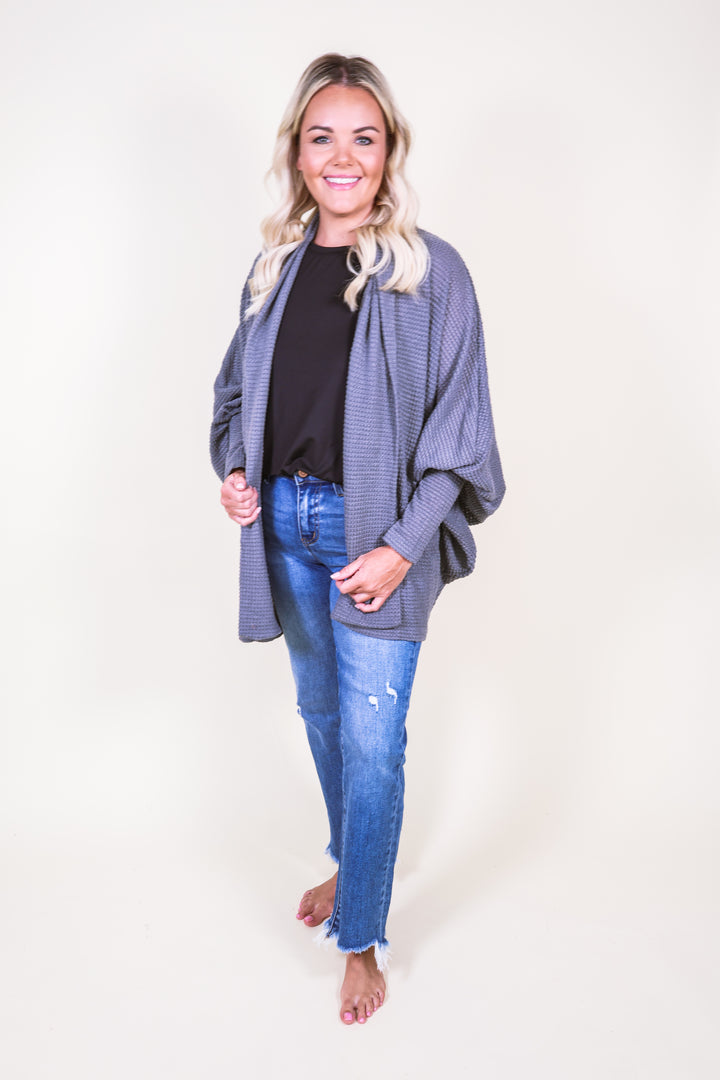 Sunset Stroll Knit Cardigan - Charcoal