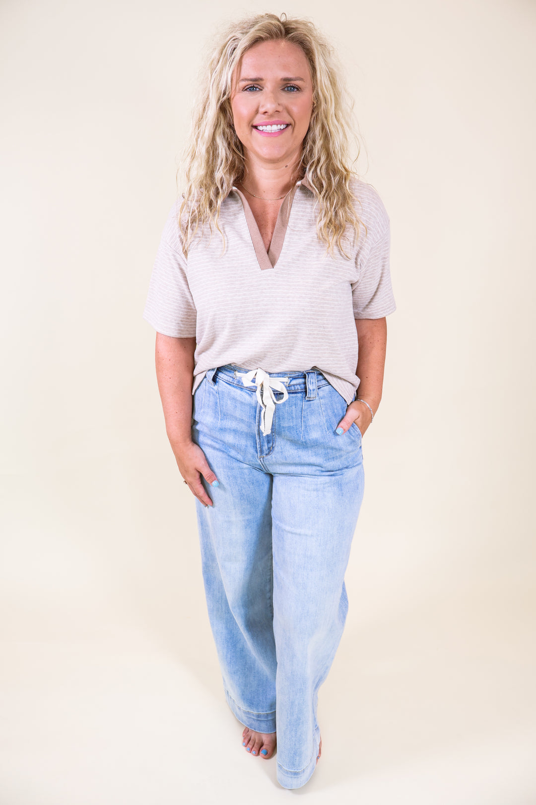 Calix Striped Top - Tan