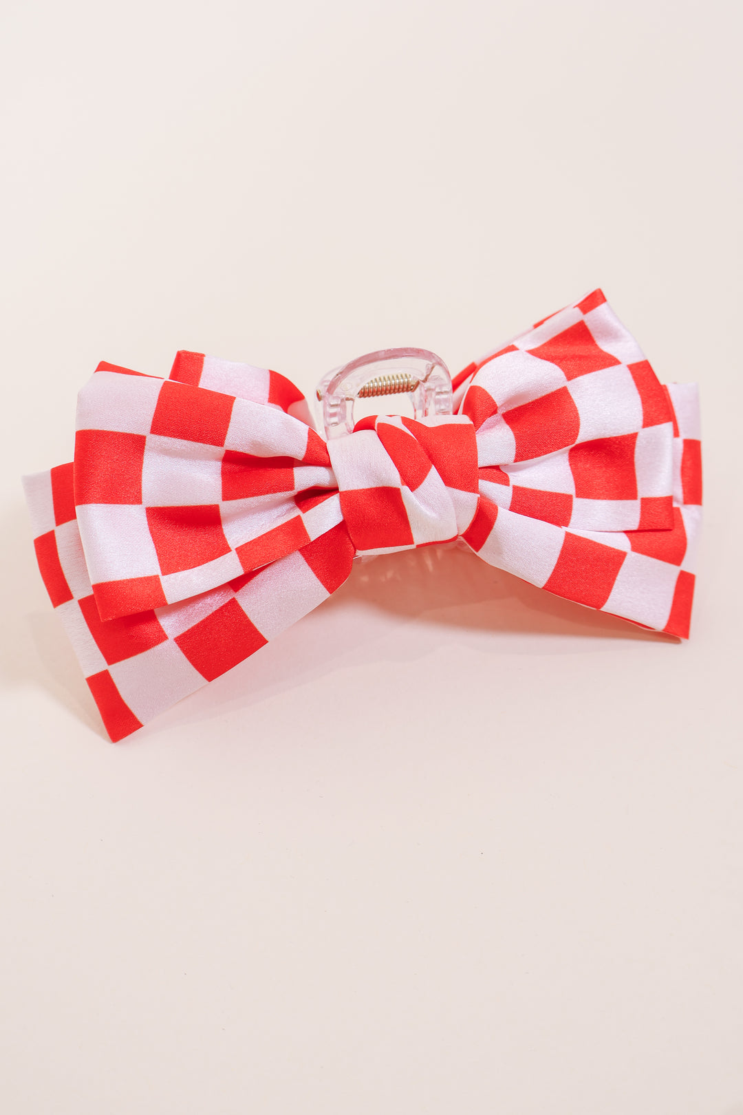 Checkered Hair Claw - Red