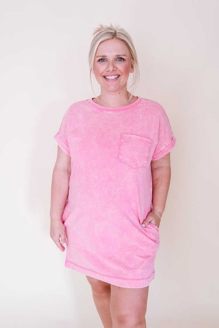 Cotton Washed T-Shirt Dress - Morning Glory