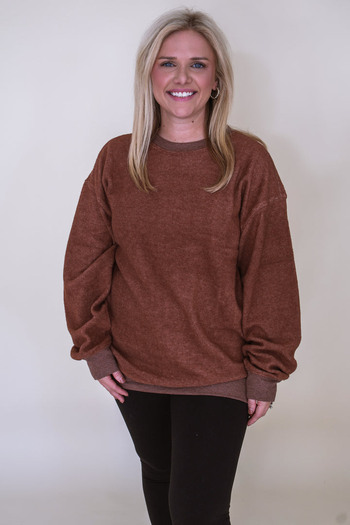 Olly Oversized Casual Sweatshirt - Chestnut