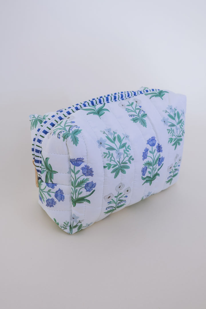 Floral Cotton Quilted Cosmetic Bag