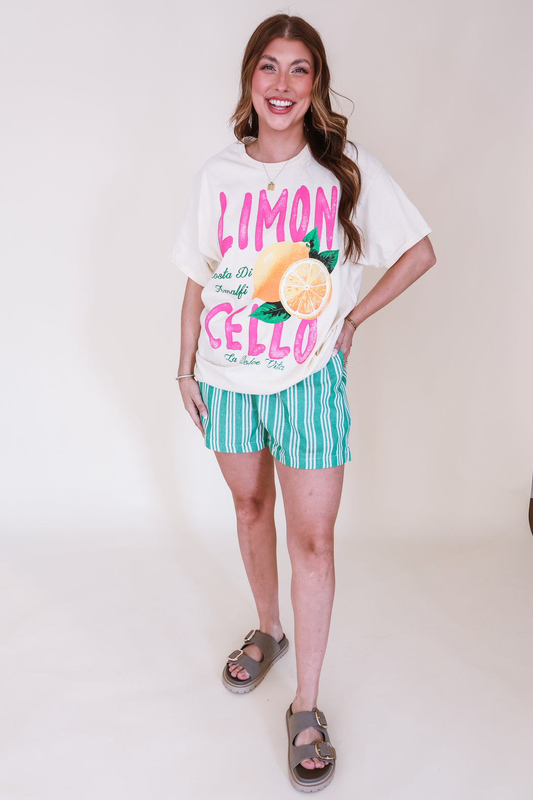 Rowan Stripe Drawstring Shorts - Green