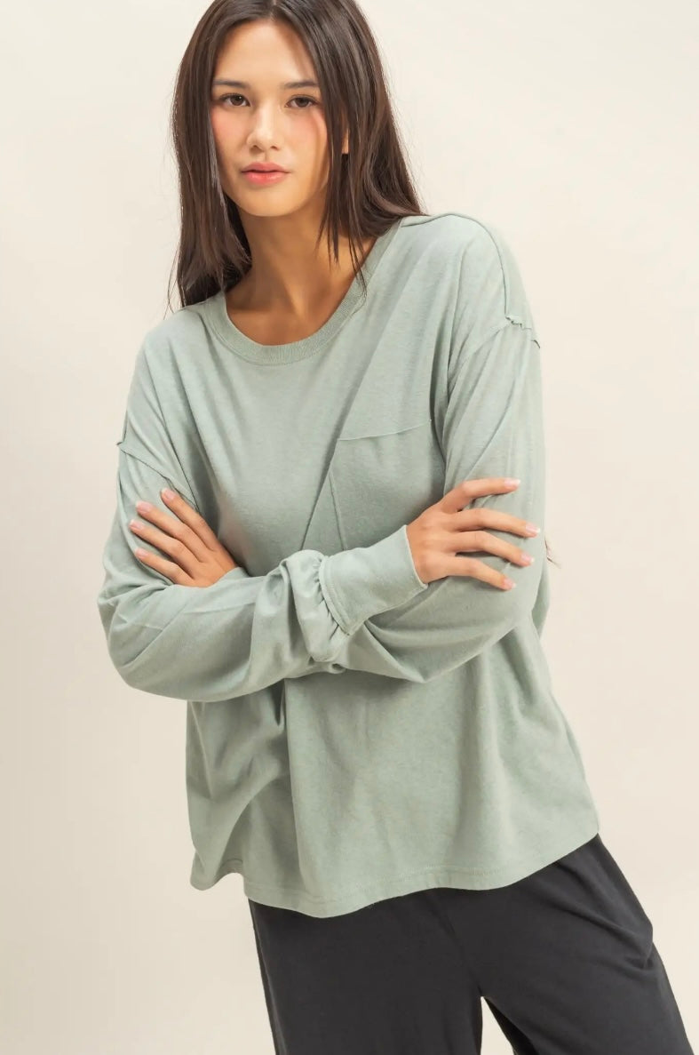 Long Sleeve Pocket Tee - Iceberg Green