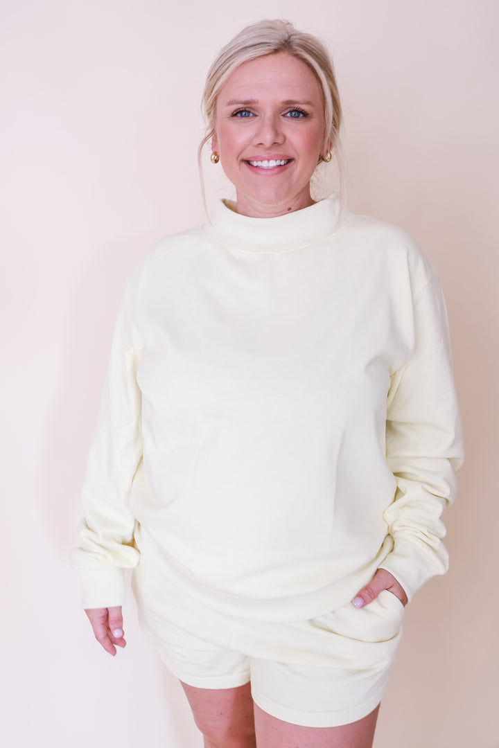 Mock Neck Terry Sweatshirt – Butter Yellow