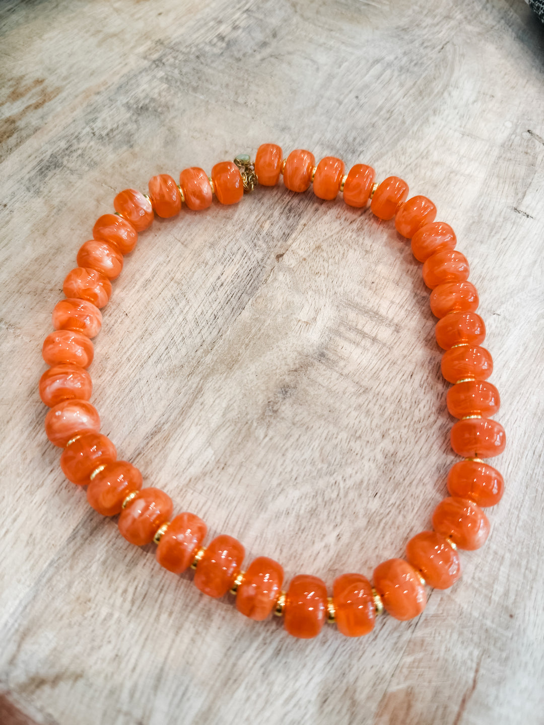 Color Pop Boho Beaded Necklace - Orange